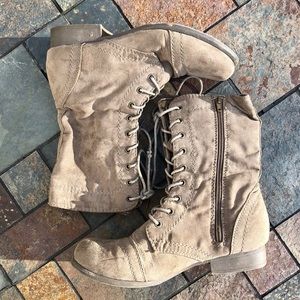 Suede Ankle Lace-Up Boots
